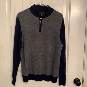 Ethan pierce 100% fine merino wool two tone 1/4 quarter zip sweater